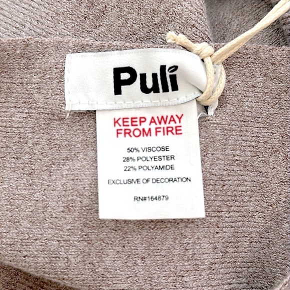 Puli Tan Asymmetrical Shrug with V-Neck - Picture 6 of 9